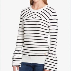 Tommy hilifiger women white striped Embroidered Top S